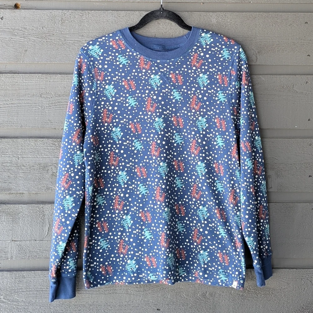 Pact Hibernation Navy Blue Snowy Trees Pajama Set Size Medium